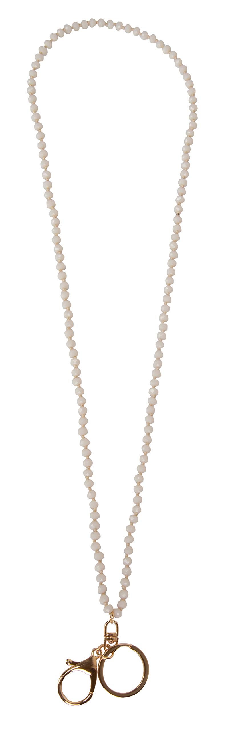 SPUNKYsoul Pretty Cute Colored Lanyard Necklace for id badge key keychain with Beads for Women (Creme) - Image 3